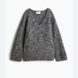 H&M Edition‎ Mohair Wool Blend Oversized V-Neck Sweater in Gray Sz XS NWT
